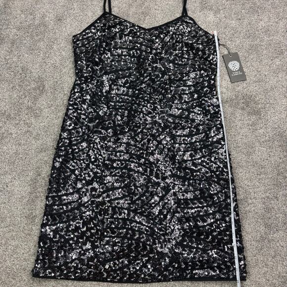 NWT! Vince Camuto Sapphire Sheen F1 Rich Black Dress XS - Picture 8 of 10